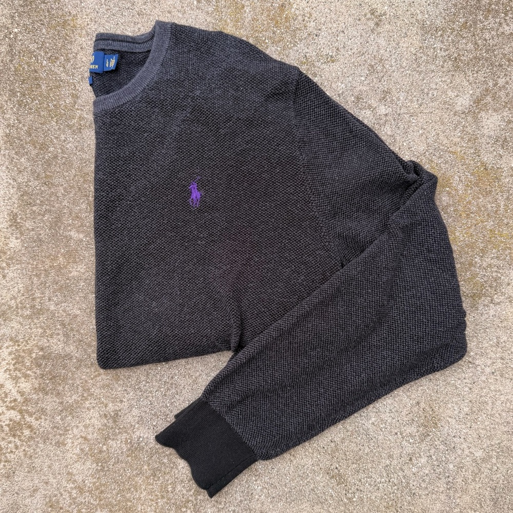Polo Ralph Lauren- Men's Black Sweater with Purple Logo